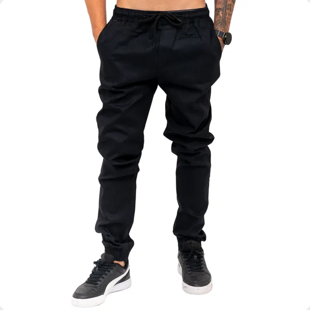 Calças Jeans Camuflada Masculina Jogger Com Punho Elastico