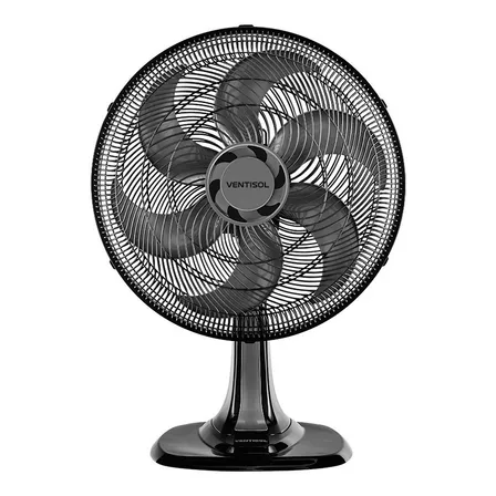 Ventilador de Mesa Ventisol Turbo 80w 40cm 3 Velocidades e 6 Pás Oscilantes Preto e Prata