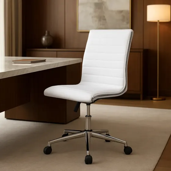 Cadeira de escritório Mobly Marilyn secretária ergonômica cor branco com estofado de couro sintético