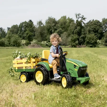 Trator Peg Perego John Deere Ground Force Cor Verde/amarelo 12v