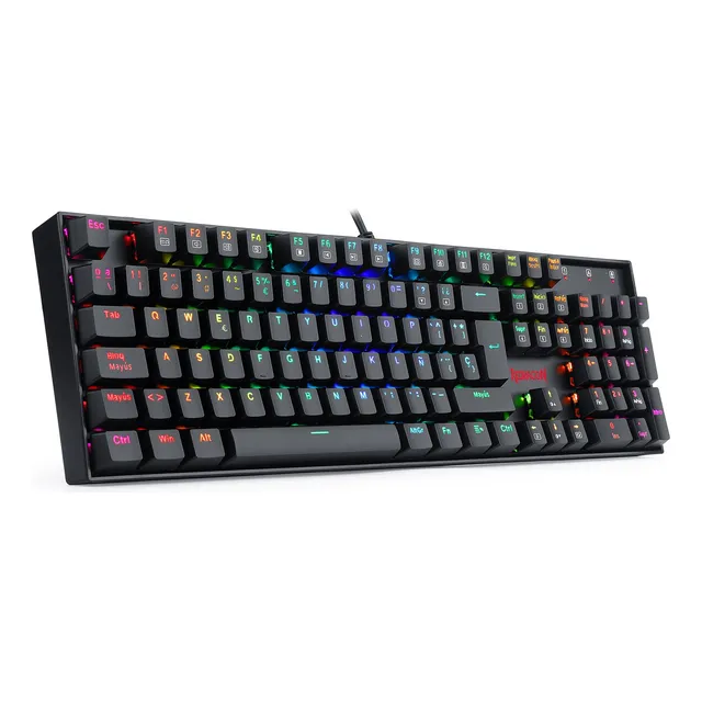 Teclado Redragon Mitra QWERTY Outemu Red português Brasil cor preto com luz RGB