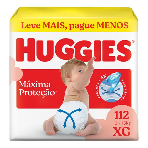 Huggies Fralda Descartável Máxima Proteção XG - 112 Un