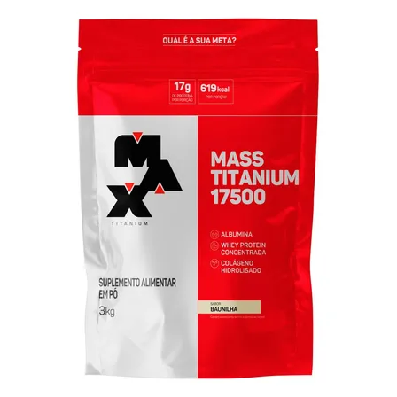 Hipercalórico Mass Titanium 17500 3kg - Max Titanium Sabor Baunilha