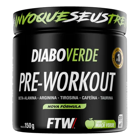 Suplemento Em Pó Pre Treino Pre Workout Pote 150g Sabor Maça Verde FTW - DIABO VERDE