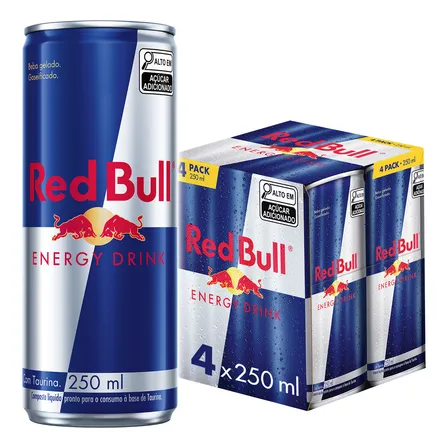 Pack de 4 latas Red Bull Energético, Energy Drink, 250ml