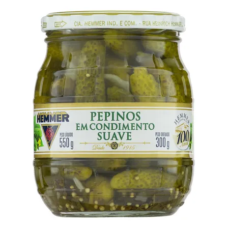 Pepino em Condimento Suave Hemmer Vidro 300g