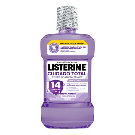 Antisséptico Bucal Listerine Cuidado Total Sem Álcool 500ml