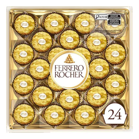 Bombom com Cobertura de Chocolate ao Leite Ferrero Rocher Bandeja 300g