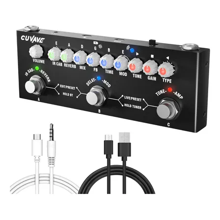 Pedal de Efeito M-Vave Cube Baby Preto Multifuncional Guitarra Elétrica