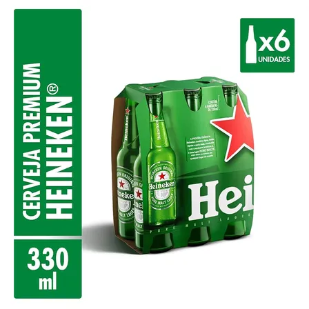 Cerveja Heineken Premium Garrafa 6 Long Neck 330ml