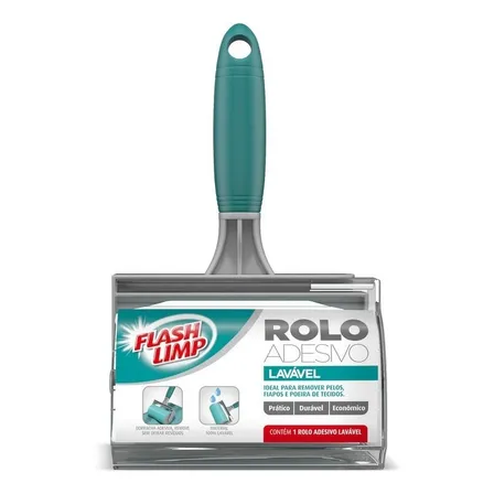 Rolo Adesivo Lavável Tira Pelo Fiapos Poeira FLP6497 Verde Flashlimp