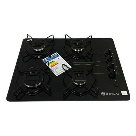 Cooktop Braslar Pop Gás 4 Bocas Mesa Vidro - Cor Preto