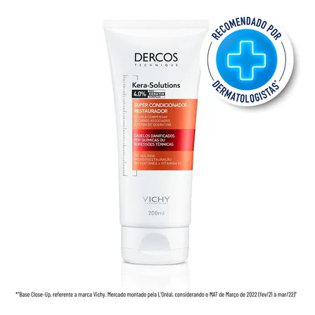 Condicionador Reparador Para Cabelos Danificados E Com Química Ação Antifrizz E Hidratação Kera Solutions Dercos Vichy 200ml