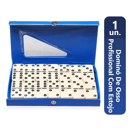Dominó Profissional De Osso Estojo Com 28 Peças Dominó