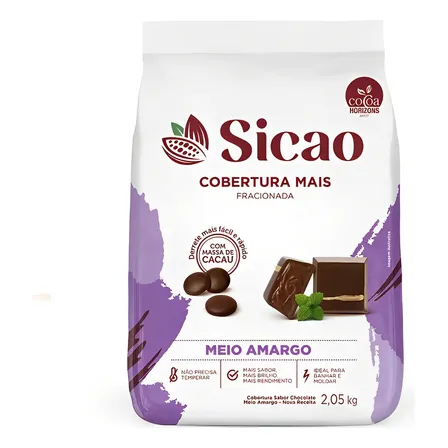 Cobertura Fracionada Sabor Chocolate Meio Amargo Sicao Mais 2,05 kg Gotas