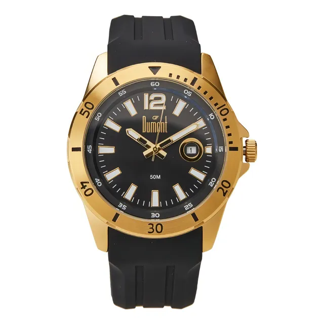 Relógio Analógico Berlim Dourado E Preto Masculino Dumont