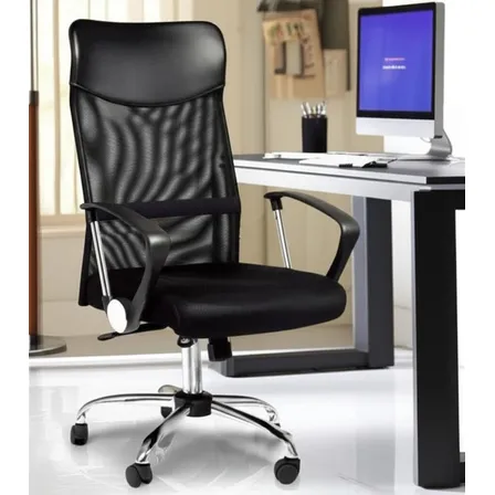 Cadeira de Escritório Executiva Finlandek Detroit Ergonomica Preta de Couro Sintético