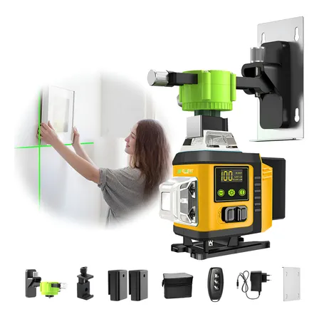 Nível Laser Verde 16 Linhas Autonivelante Tela Lcd 2 Bateria