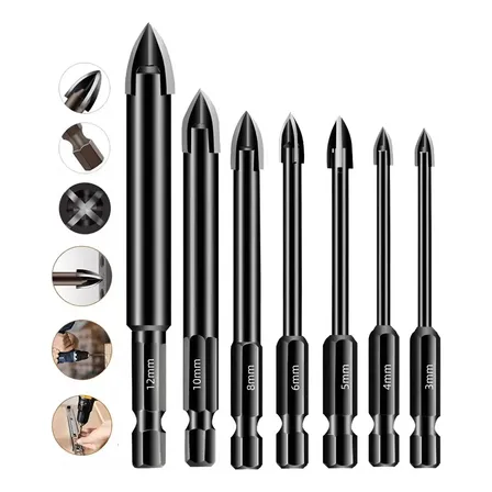 Kit 7 Brocas De Titanio Liga Dura Universal Fura Tudo