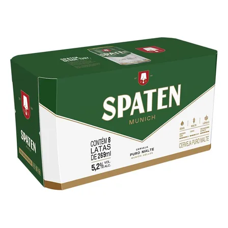Pack Cerveja Spaten Munich Puro Malte Lata 269ml - 8 Unidade