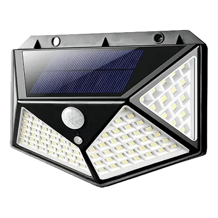 Arandela Parede Solar LED 100 Leds Yesmula Jardim ABS Preto
