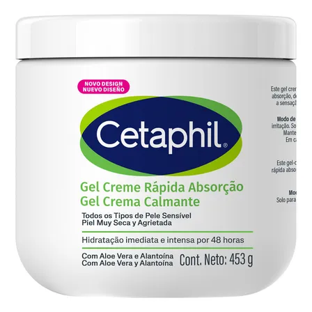 Gel Creme Hidratante Corporal Para Pele Sensível Cetaphil 453g - Hidratação 48h Com Aloe Vera Sem Fragrância