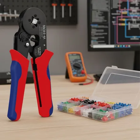 Alicate Crimpar Ilhós Kit 1200 Terminais Elétrico 0,25-10mm