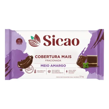 Cobertura Barra Sicao Mais Chocolate Meio Amargo 2,1kg