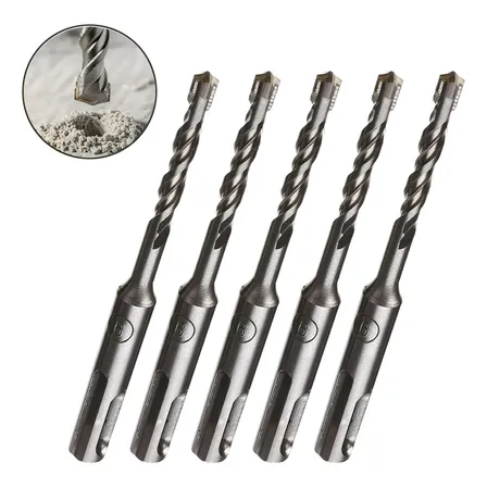 Kit 5 Brocas Martelo Cruzado Com Cabo Redondo 6mm X 110mm