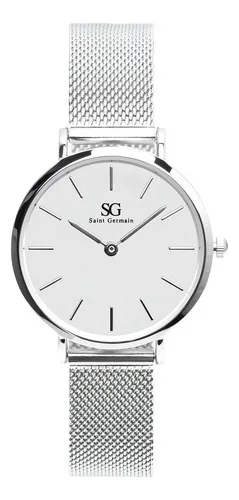 Relógio Prateado Feminino Saint Germain Harlem Silver 32mm Fundo Branco