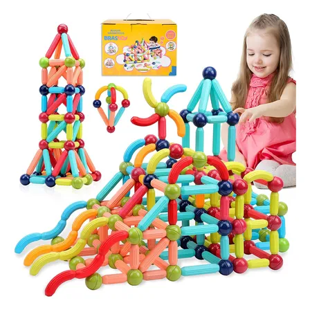 Blocos De Montar Magnéticos Bolas E Bastões Educativo