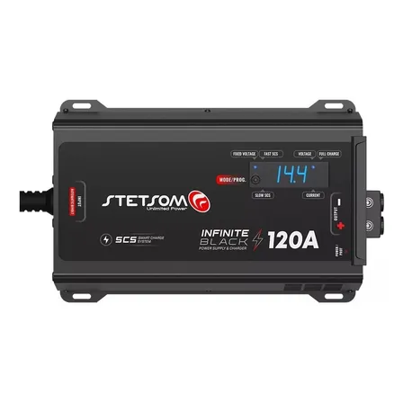 Fonte Carregador Stetsom Infinite 120a Amperes Som Automotivo Para Caixa Bob Som Carro Paredão 12v Bivolt Carregador... Preto