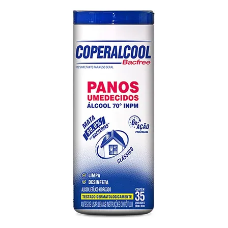 Pano Umedecido Álcool 70° Ação Prolongada Clássico 35 Panos