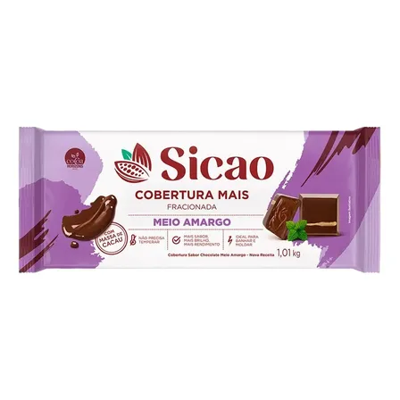 Chocolate Sicao meio amargo sem glúten 1.01 kg