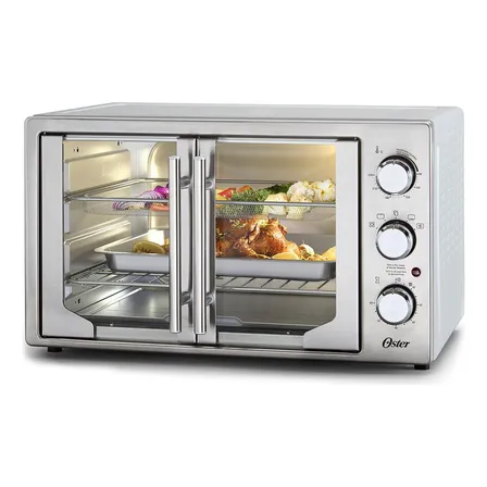 Forno E Fritadeira Sem Óleo Oster 42l French Door 2 Em 1 Cor Prateado