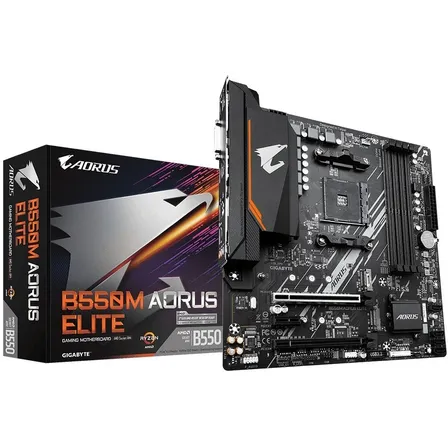 Placa Mae Gigabyte B550m Aorus Elite Am4 Ddr4 Hdmi M-atx Cor Preto
