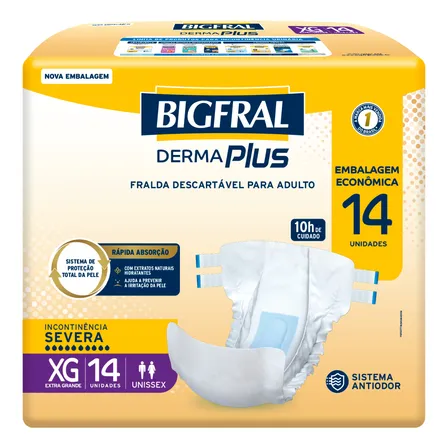 Fralda Bigfral Derma Plus Econômica Xg 14 Unidades