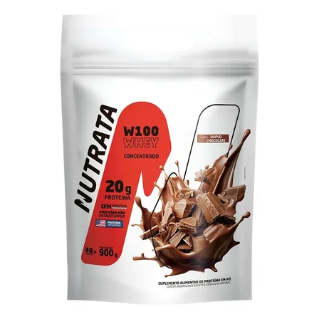 W100 Whey Concentrado Refil Pouch 900g Double Chocolate Nutrata