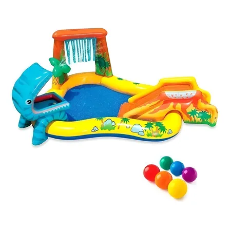 Piscina Playground Centro De Diversões Dinossauro Intex 310l