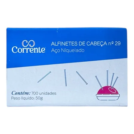 Alfinete Cabeça Coats Corrente N° 29 Aço Niquelado 700 Unidades