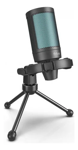 Microfone Gamer Condensador Fifine A2 Rgb Usb Black Cor Cinza-escuro