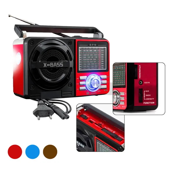 Rádio Am Fm Retrô Antigo Bluetooth Recarregável 110/220 Bivolt Vermelho 127/220v