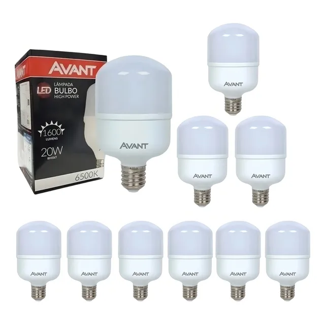 Kit 10 Lâmpadas Led 20w Bulbo 6500k Luz Branca Avant Luz Branco-frio 127/220v