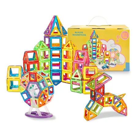Blocos De Construção Magnéticos Brastoy Brinquedos 120 Peças