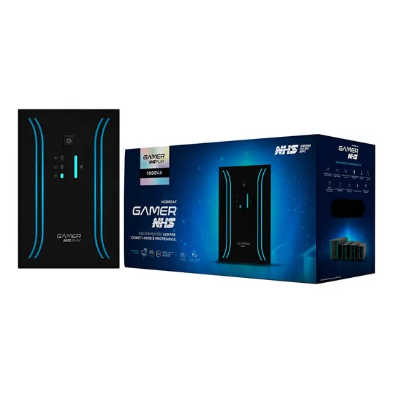 Nobreak NHS Gamer Senoidal 1000VA Bivolt Preto Proteção Eletrônica