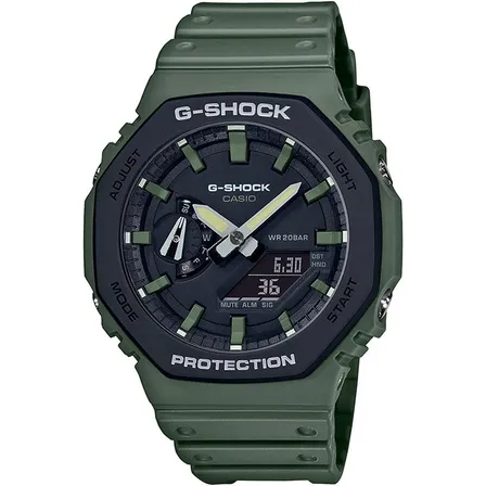 Relógio Casio G-shock Ga-2110su-3adr Carbon Core Guard Cor Da Correia Verde-militar Cor Do Bisel Preto Cor Do Fundo Preto