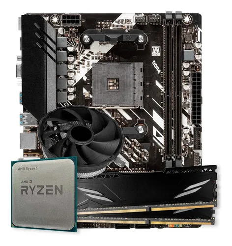 Kit Upgrade Gamer Amd Ryzen 5 5500 + B450m + 16gb Ddr4 Cor Preto