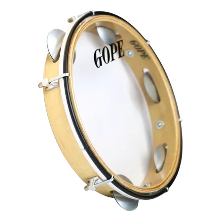 Pandeiro Profissional Gope 10 Cor Madeira Natural C/pele Cristal