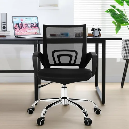 Cadeira Office Escritório Secretaria Giratória Diretor Preta Base Cromada Ergonomica