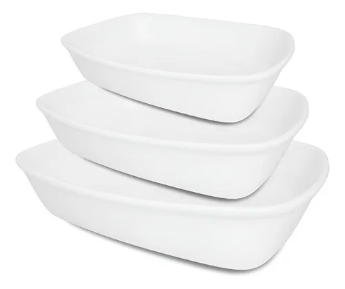 Oxford conjunto de 3 refratárias bake branco